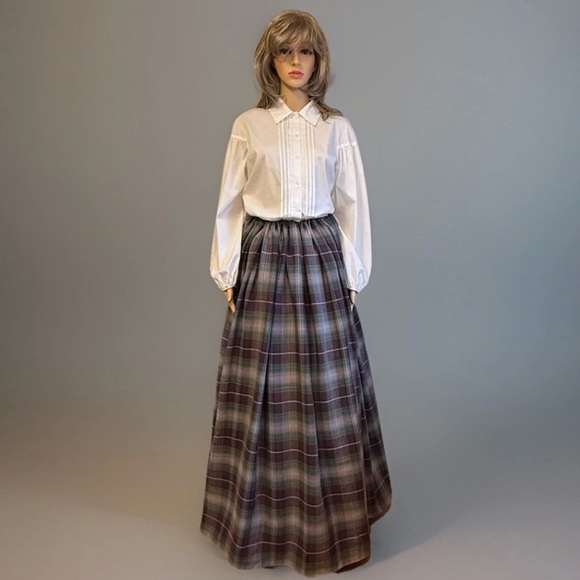 The Unbranded Brand Dresses & Skirts - Plaid Maxi Skirt - Gray and Purple Plaid CIVIL WAR DAY CAMP SKIRT RE-ENACTMENT